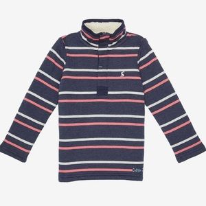 NWT Joules Boy Size 3 Yr Navy Stripe Lined Winter Dale Pullover